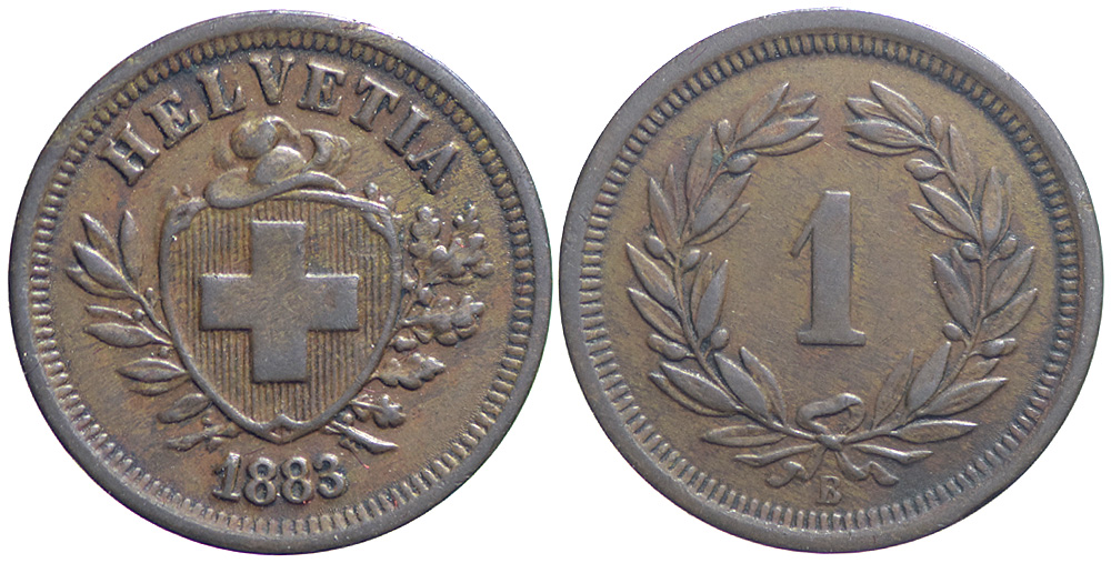Switzerland Confoederatio Helvetica Cent 1883 