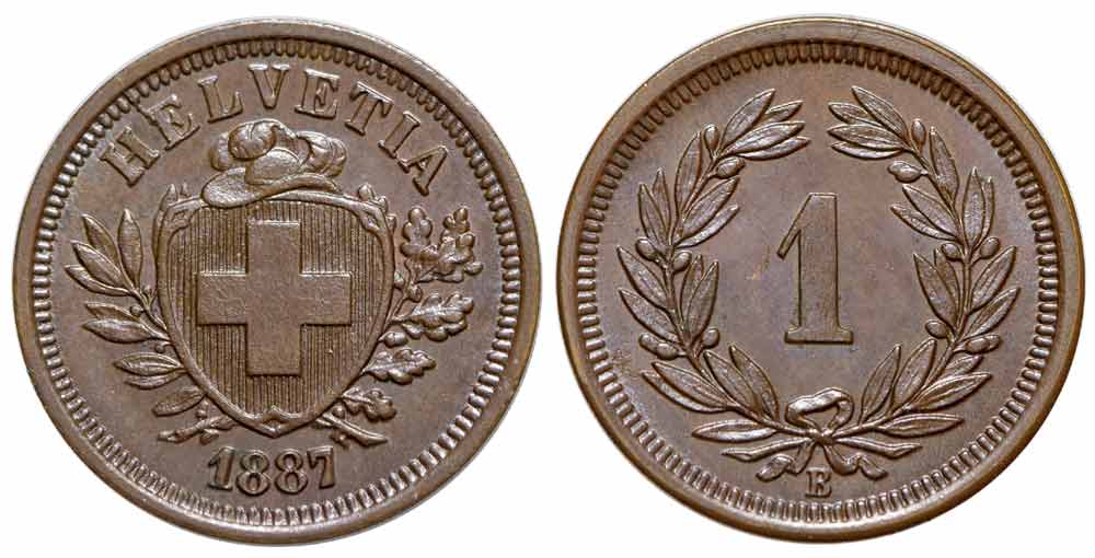 Switzerland Confoederatio Helvetica Cent 1887 