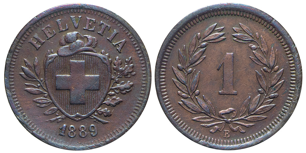 Switzerland Confoederatio Helvetica Cent 1889 