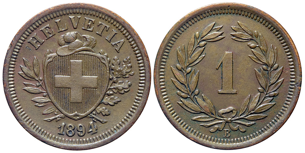 Switzerland Confoederatio Helvetica Cent 1894 