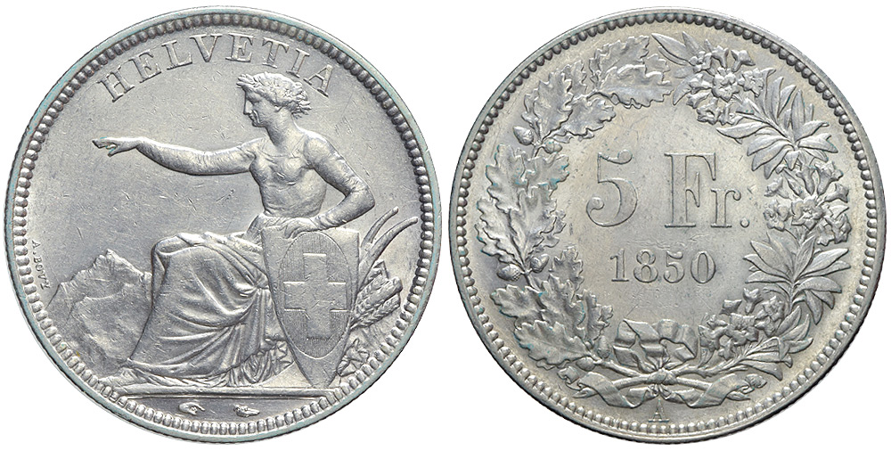 Switzerland Confoederatio Helvetica Francs 1850 