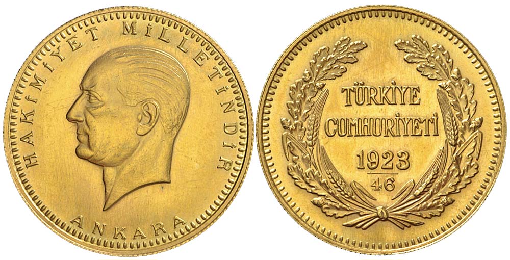 Turkey Bullion Issues Kurush 1923 Gold 