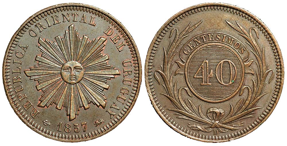 Uruguay Republic Cent 1857 