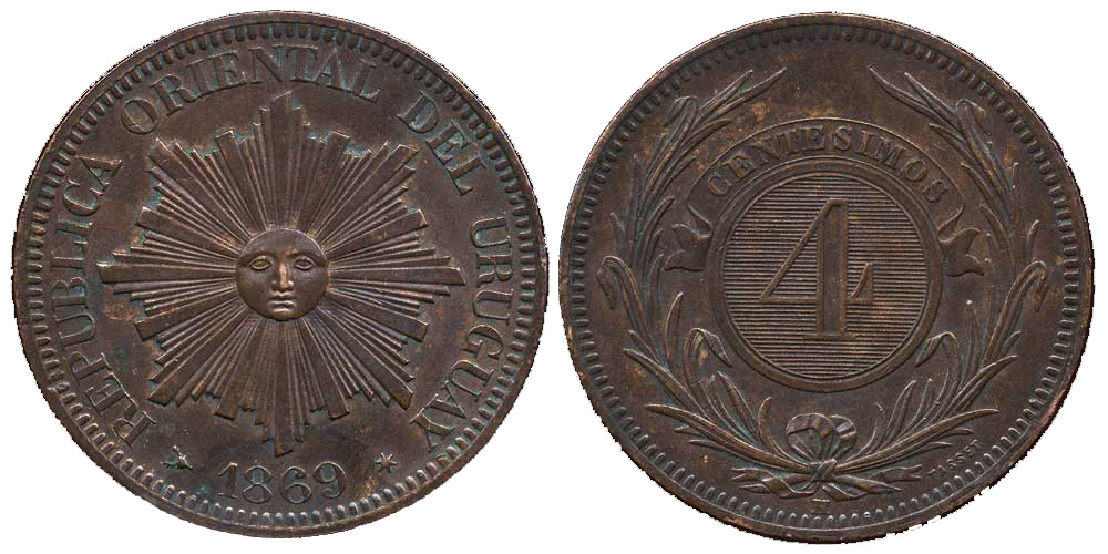 Uruguay Republic Cent 1869 