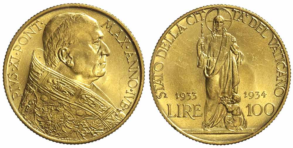 Vatican City Lire 1933 Gold 