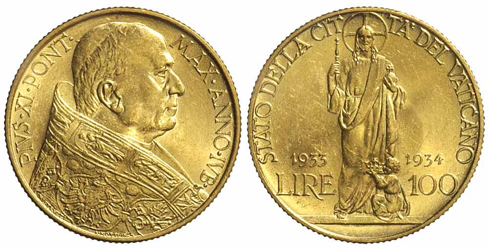 Vatican City Lire 1933 Gold 