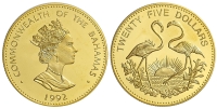 Bahamas-Elizabeth-II-Dollars-1992-Gold