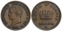 Italy-A-Regional-Mints-Milano-Napoleone-I-Soldo-1813-AE