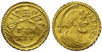Italy-B-Papal-States-Rome-Benedict-XIV-Scudo-ND-Gold