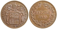 Italy-B-Papal-States-Rome-Gregory-XVI-Baiocco-1843-AE