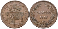 Italy-B-Papal-States-Rome-Gregory-XVI-Baiocco-1843-AE