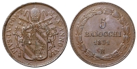 Italy-B-Papal-States-Rome-Pius-IX-Baiocchi-1851-AE