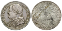 Italy-B-Papal-States-Rome-Pius-IX-Lira-1866-AR