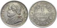Italy-B-Papal-States-Rome-Pius-IX-Lira-1868-AR