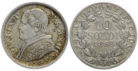 Italy-B-Papal-States-Rome-Pius-IX-Soldi-1868-AR