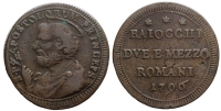 Italy-B-Papal-States-Rome-Pius-VI-Baiocchi-1796-AE