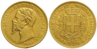 Italy-C-House-of-Savoy-Kingdom-of-Sardinia-Vittorio-Emanuele-II--Re-di-Sardegna-Lire-1851-Gold