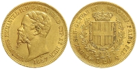Italy-C-House-of-Savoy-Kingdom-of-Sardinia-Vittorio-Emanuele-II--Re-di-Sardegna-Lire-1857-Gold