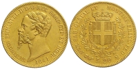 Italy-C-House-of-Savoy-Kingdom-of-Sardinia-Vittorio-Emanuele-II--Re-di-Sardegna-Lire-1861-Gold