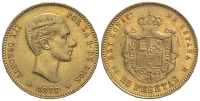 Spain-Alfonso-XII-Pesetas-1877-Gold