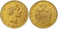 Spain-Alfonso-XII-Pesetas-1879-Gold