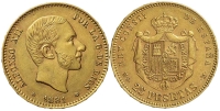 Spain-Alfonso-XII-Pesetas-1881-Gold