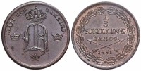 Sweden-Oscar-I-Skilling-1851-AE