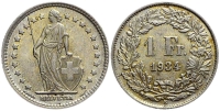 Switzerland-Confoederatio-Helvetica-Franc-1934-AR