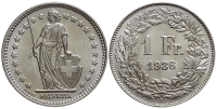 Switzerland-Confoederatio-Helvetica-Franc-1936-AR