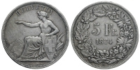 Switzerland-Confoederatio-Helvetica-Francs-1874-AR