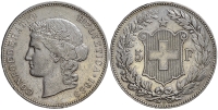 Switzerland-Confoederatio-Helvetica-Francs-1889-AR