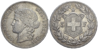 Switzerland-Confoederatio-Helvetica-Francs-1891-AR