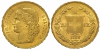 Switzerland-Confoederatio-Helvetica-Francs-1896-Gold