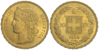 Switzerland-Confoederatio-Helvetica-Francs-1896-Gold