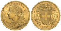Switzerland-Confoederatio-Helvetica-Francs-1897-Gold