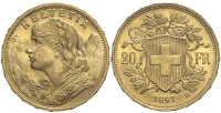 Switzerland-Confoederatio-Helvetica-Francs-1897-Gold