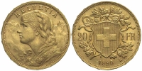 Switzerland-Confoederatio-Helvetica-Francs-1898-Gold