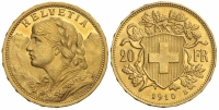 Switzerland-Confoederatio-Helvetica-Francs-1910-Gold