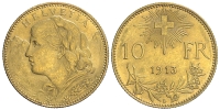 Switzerland-Confoederatio-Helvetica-Francs-1913-Gold