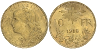 Switzerland-Confoederatio-Helvetica-Francs-1915-Gold