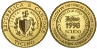 Switzerland-Ticino-Local-Coinage-Scudo-1998-Gold