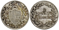 Switzerland-Ticino-Republic-Franco-1835-AR