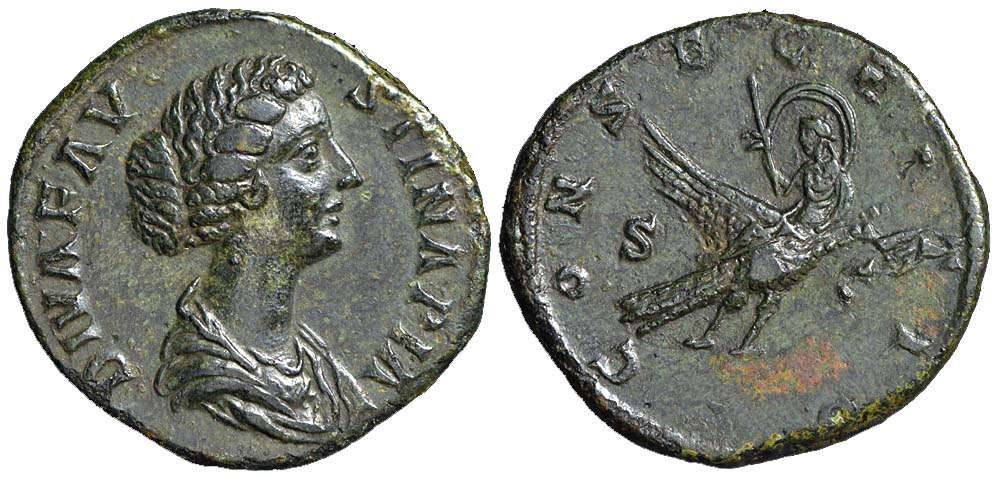 Ancient Roman Empire Diva Faustina Sestertius 