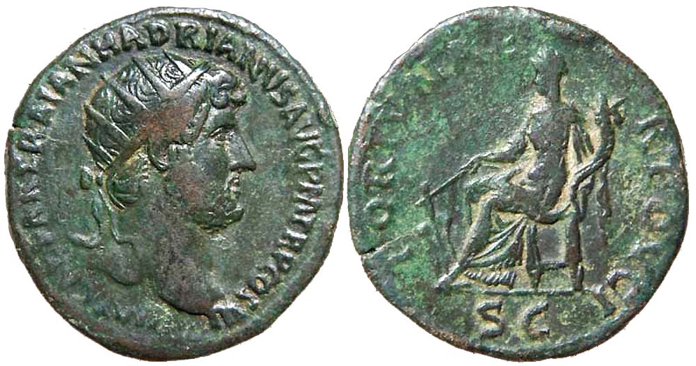 Ancient Roman Empire Hadrianus Dupondius 