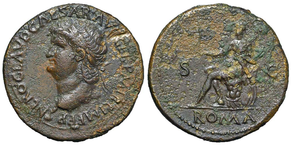 Ancient Roman Empire Nero Sestertius 