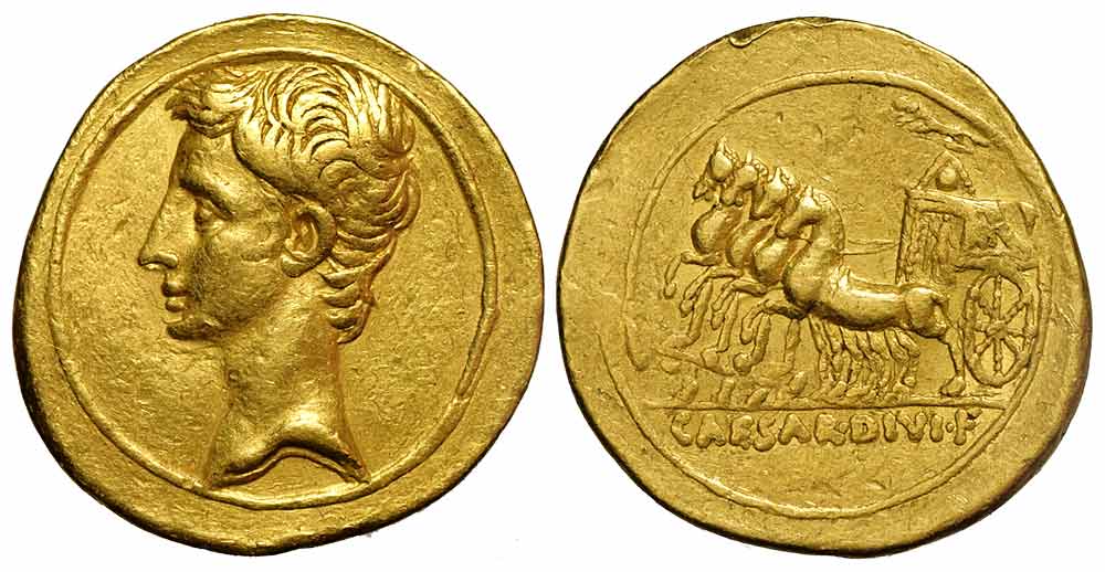Ancient Roman Republic Octavianus Aureus Gold 