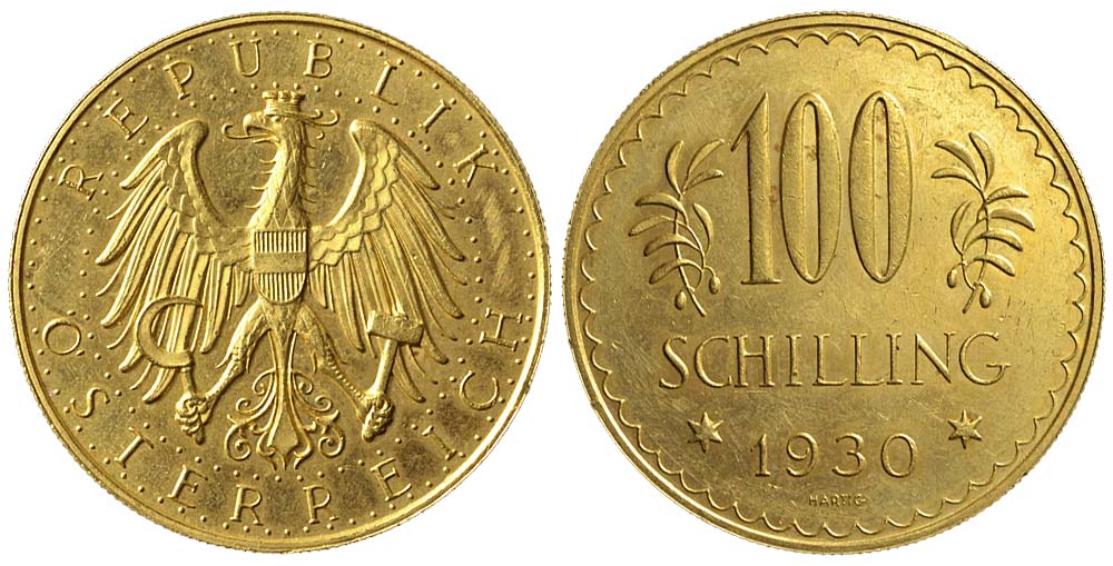 Austria Republic Schilling 1930 Gold 