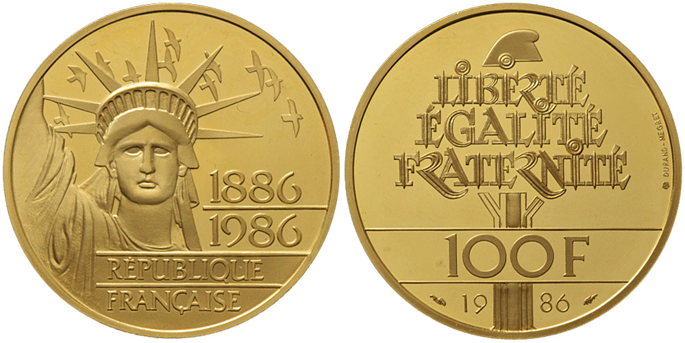France Fifth Republic Francs 1986 Gold 