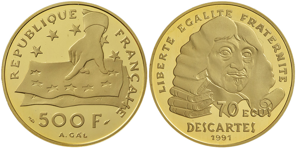 France Fifth Republic Francs 1991 Gold 