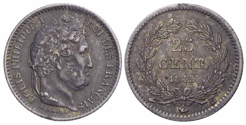 France Louis Philippe Cent 1845 